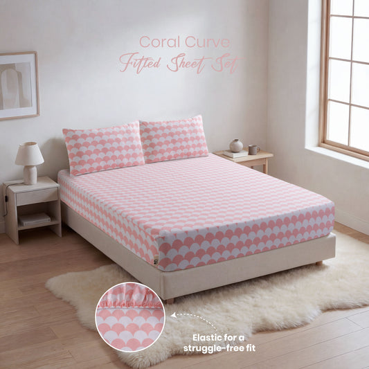 Coral Curve Fitted Sheet Set