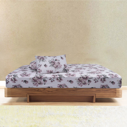 Ambesonne Floral Fitted Sheet Set